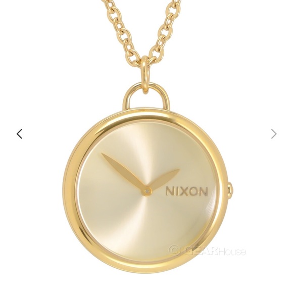 Nixon Accessories - Nixon Women’s Spree Pendant Necklace Chain Watch, Gold Round Dial StainlessSteel